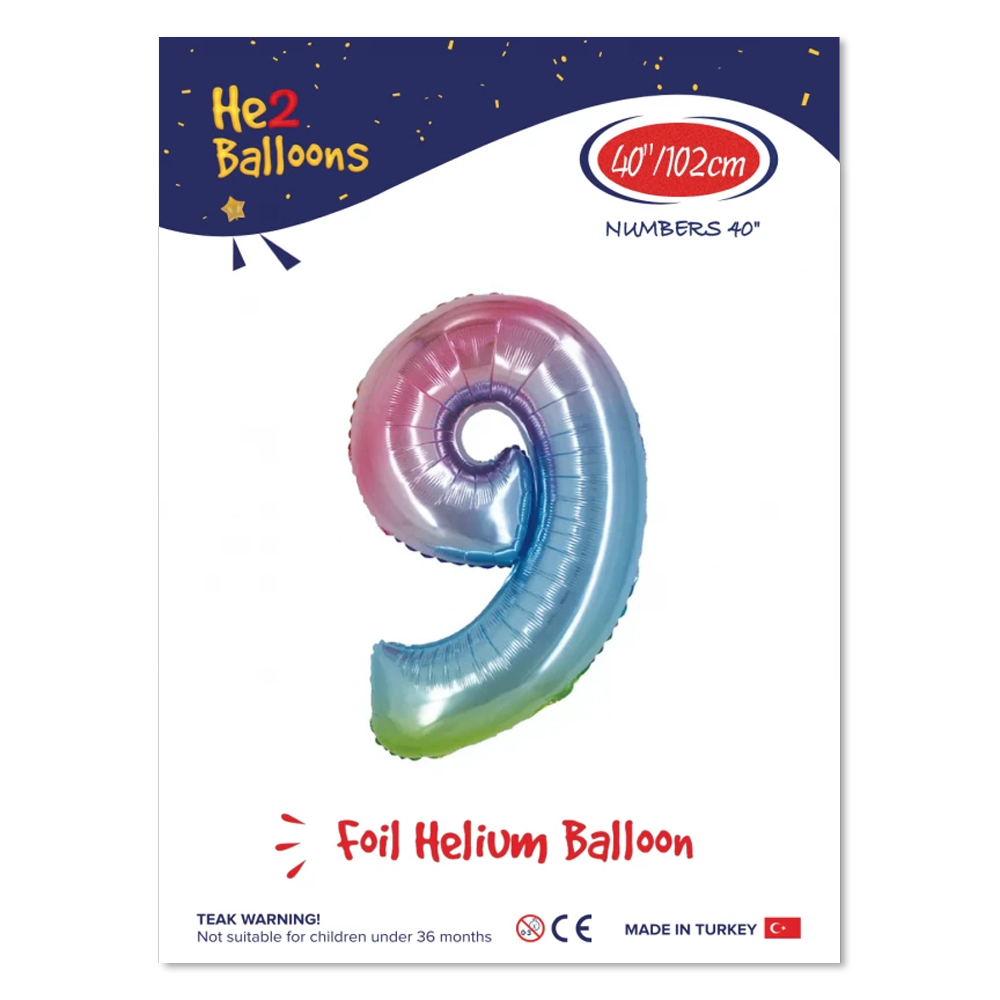 9 Rakam Rainbow Folyo Balon 40"