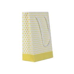 Kika - Sarı Puantiyeli Lüks Karton Çanta 11x16,5cm