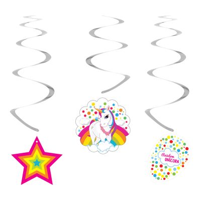 Rainbow Unicorn Spiral Kağıt Sarkıt Süs