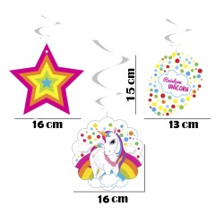 Rainbow Unicorn Spiral Kağıt Sarkıt Süs - Thumbnail