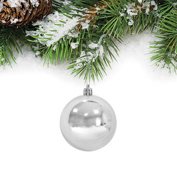 Ağaç Süsleme Topları Gümüş 6 cm 6'lı - Thumbnail
