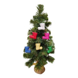 Simli Noel Çizme Yılbaşı Ağaç Süsü 6'lı - Thumbnail
