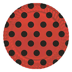Roll Up Marka Ürünler - Siyah Puantiyeli Kırmızı Karton Tabak