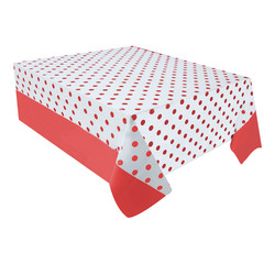 Kikajoy - Kırmızı Puantiyeli Plastik Masa Örtüsü 137x182 cm
