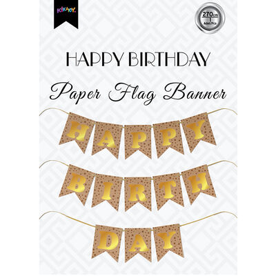 Kraft Happy Birthday Banner with Gold Letters