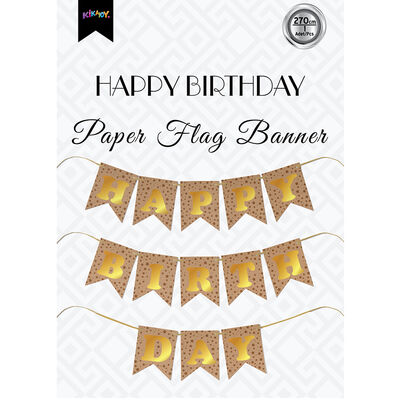 Kraft Happy Birthday Banner with Gold Letters - 1