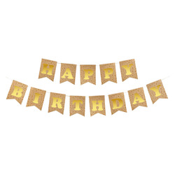 Kraft Happy Birthday Banner with Gold Letters - 2