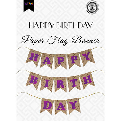 Kraft Happy Birthday Banner with Purple Letters