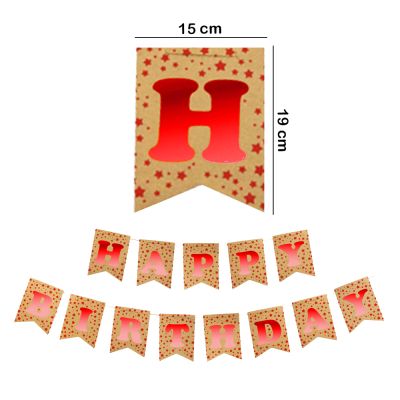 Kraft Happy Birthday Banner with Red Letters