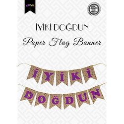 Kraft İyi Ki Doğdun Banner with Purple Letters - Thumbnail