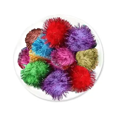 Large Mixed Color Glitter Pompoms - 2