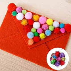Large Mixed Color Glitter Pompoms - 1