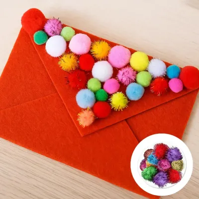 Large Mixed Color Glitter Pompoms - 1