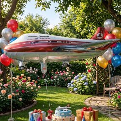 Large Turkish Airlines Style Airplane Foil Balloon - Kikajoy
