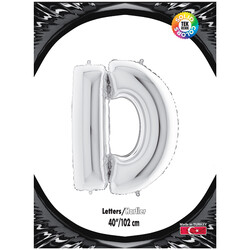 Letter D Silver 40 inch - Kikajoy