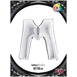 Letter M Silver 40 inch - Kikajoy