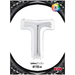 Letter T Silver 40 inch - Kikajoy