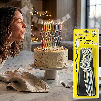 Magic Relighting Birthday Candles - Colorful Wavy Spiral Party Candles - 1