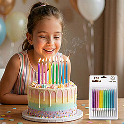 Karışık Renk Doğum Günü Mumu Seti 8 cm 12 Parça - Kikajoy