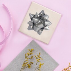Matte Metallic Silver Gift Bows - No:2 - 