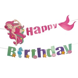 Mermaid Happy Birthday Banner - Thumbnail
