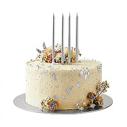 Metalik Gümüş Uzun Mum 19cm 4 Parça - Kikajoy