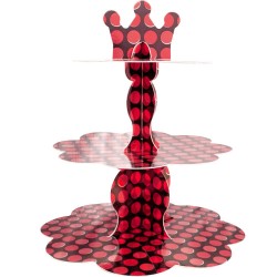 Kikajoy - Metalik Kırmızı Puantiyeli Cupcake Standı