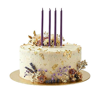 Metalik Mor Uzun Mum 19cm 4 Parça - 1