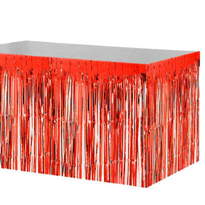 Metalize Kırmızı Masa Eteği 75x360cm