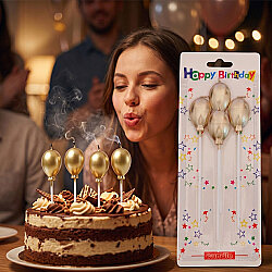 Metallic Gold Balloon Shaped Candles - 1