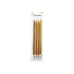 Metallic Gold Long Birthday Candles - 19 cm, 4 Pieces - 2