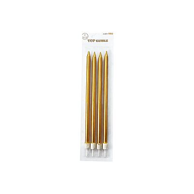 Metallic Gold Long Birthday Candles - 19 cm, 4 Pieces - 2