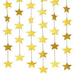 Metallic Gold Star Garland Hanging Decoration - 4 Meters, 24 Pieces - 3