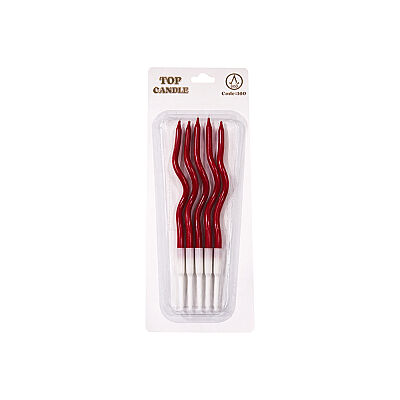 Metallic Red Spiral Cake Candles – 12 cm, 5 Pieces - 2