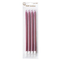 Metallic Rose Gold Long Birthday Candles - 19 cm, 4 Pieces - 2