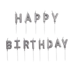 Çin Üretim - Metallic Silver Happy Birthday Toothpick Candles