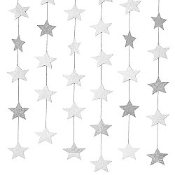 Metallic Silver Star Garland Hanging Decoration - 4 Meters, 24 Pieces - 3