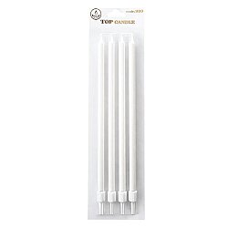 Metallic White Long Birthday Candles - 19 cm, 4 Pieces - 2