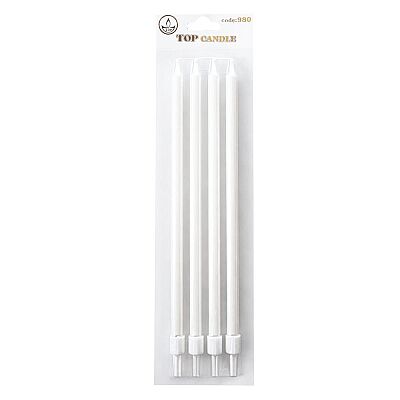 Metallic White Long Birthday Candles - 19 cm, 4 Pieces - 2
