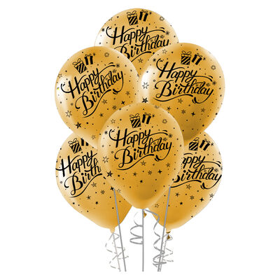 Metallic Black Confetti Happy Birthday Balloons 12