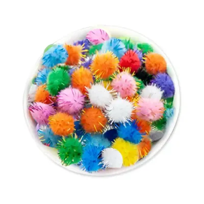 Mini Multi Color Glitter Pompoms - 2