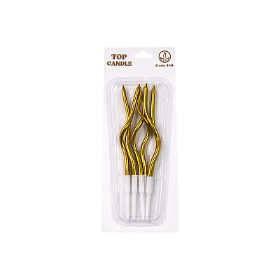 Mirror Metalik Altın Spiral Pasta Mumu 12 cm 5 Parça - 2