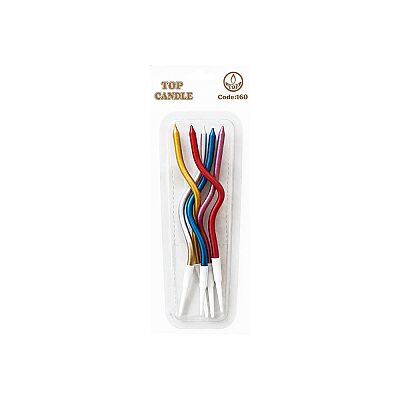 Mirror Metalik Karışık Renk Spiral Pasta Mumu 12 cm 5 Parça - 2