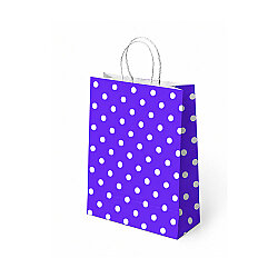 Mor Puantiyeli Büküm Saplı Kraft Çanta 18x24cm - Kikajoy