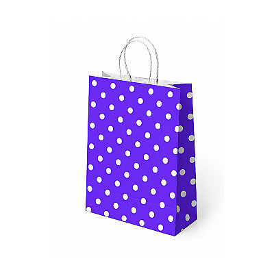 Mor Puantiyeli Büküm Saplı Kraft Çanta 18x24cm - 1