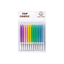 Multicolor Birthday Cake Candles - Pack of 12 (8 cm) - 2