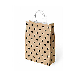 Naturel Puantiyeli Büküm Saplı Kraft Çanta 18x24 - Kikajoy
