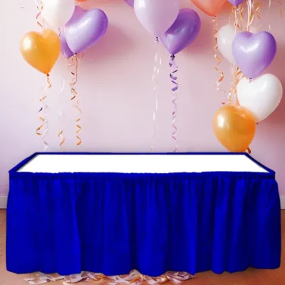 Navy Blue Plastic Table Skirt - 1