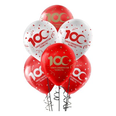 100. Yıl Kutlu Olsun Baskılı Pastel Balon