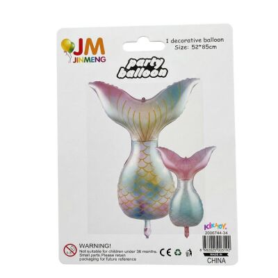 Pastel Mermaid Tail Balloon with Gold Scales - Holographic Sea Party Decor - 2